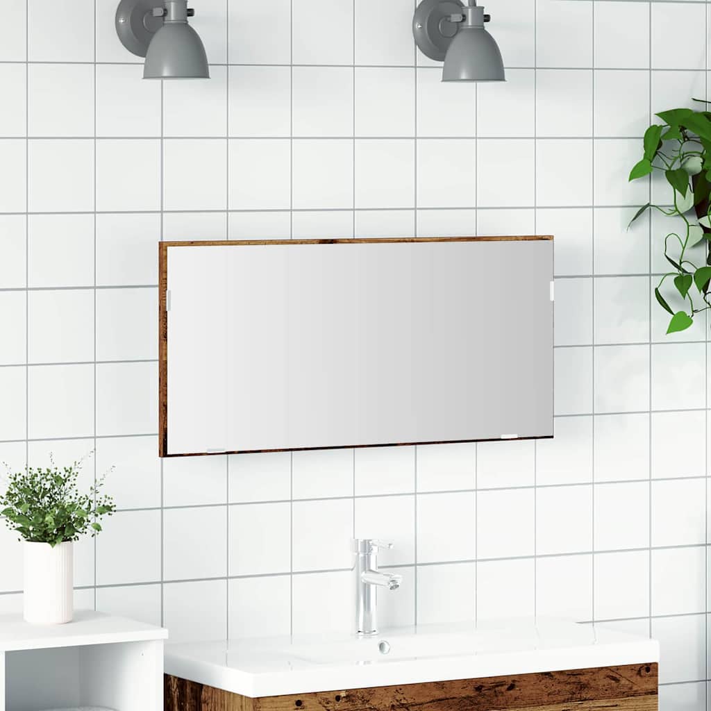Spiegel met spiegel Oud hout 80 x 37 cm Glas en Engineered Hout is nu te koop bij PeponiXL, paradijselijk wonen!
