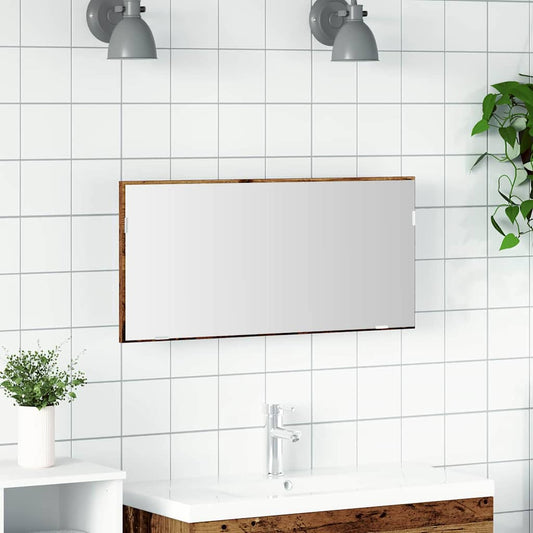 Spiegel met spiegel Oud hout 80 x 37 cm Glas en Engineered Hout is nu te koop bij PeponiXL, paradijselijk wonen!