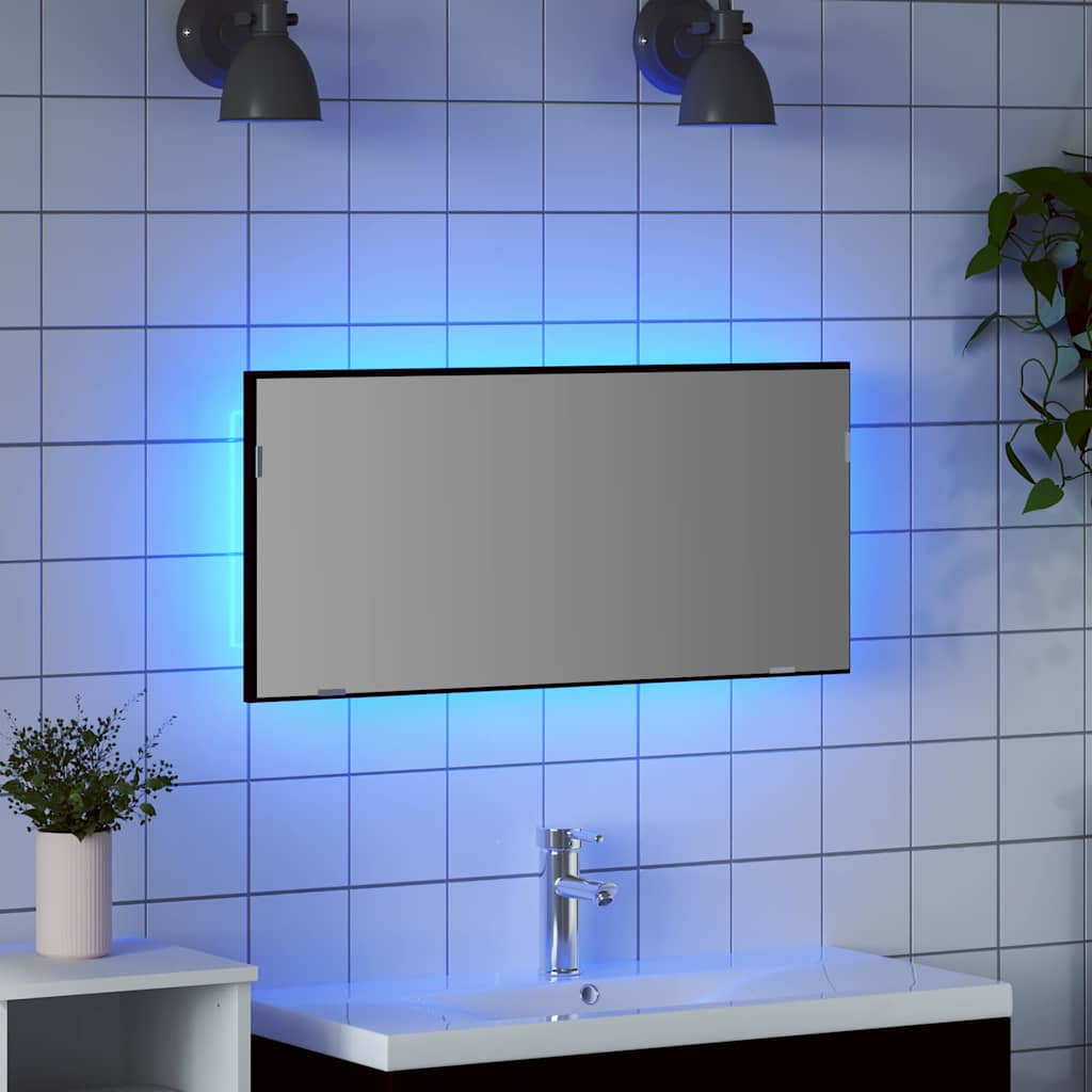 Spiegel Zwart eiken 80 x 37 cm Glas en Engineered Hout is nu te koop bij PeponiXL, paradijselijk wonen!