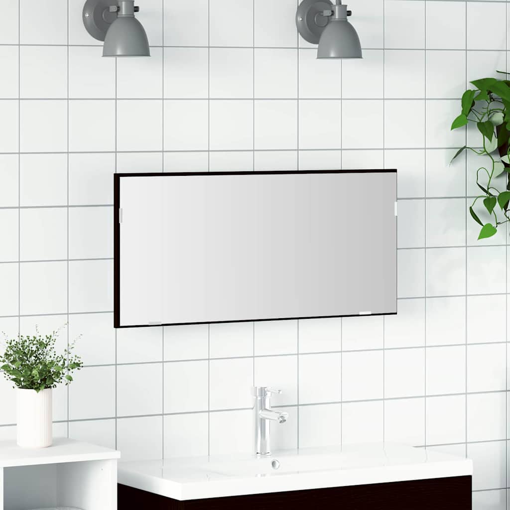 Spiegel Zwart eiken 80 x 37 cm Glas en Engineered Hout is nu te koop bij PeponiXL, paradijselijk wonen!