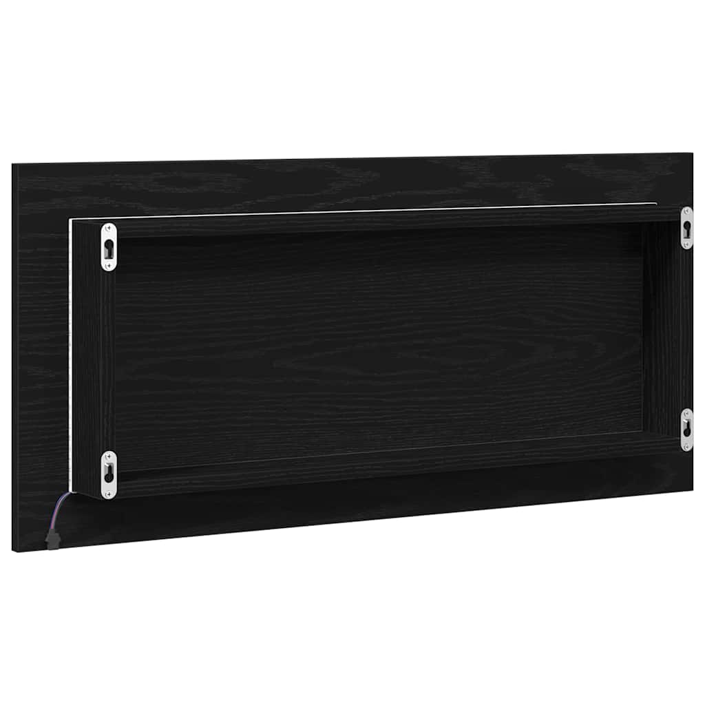 Spiegel Zwart eiken 80 x 37 cm Glas en Engineered Hout is nu te koop bij PeponiXL, paradijselijk wonen!