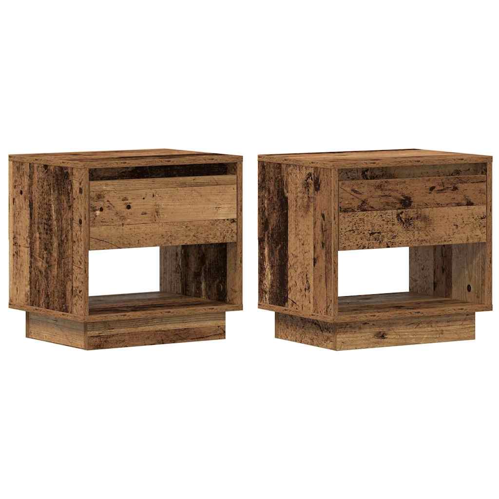 Nachtkastje met lade 2 pcs Oudhout 45 x 34 x 44 cm Bewerkt hout is nu te koop bij PeponiXL, paradijselijk wonen!