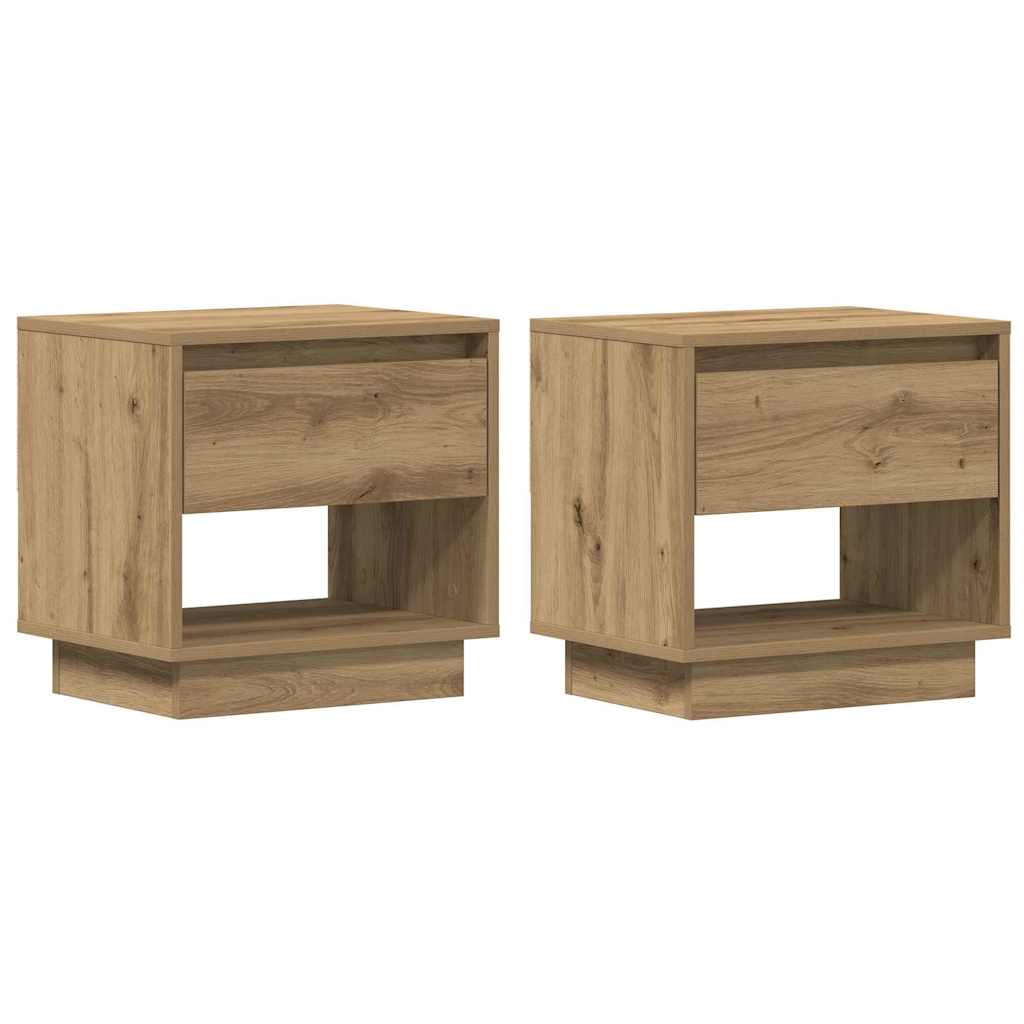 Nachtkastje 2 pcs Artisan Eiken 45 x 34 x 44 cm Bewerkt hout is nu te koop bij PeponiXL, paradijselijk wonen!