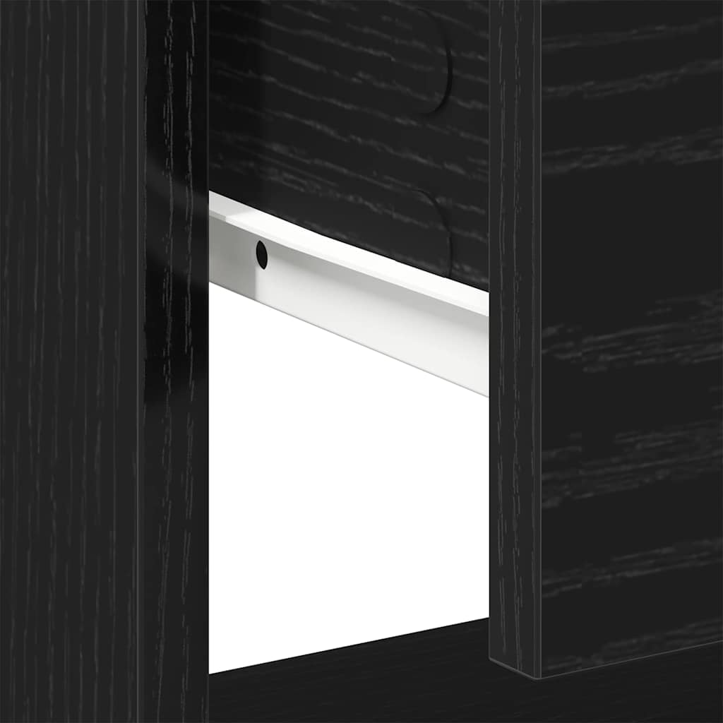 Nachtkastje met lade Zwart Eiken 45 x 34 x 44 cm Bewerkt hout is nu te koop bij PeponiXL, paradijselijk wonen!