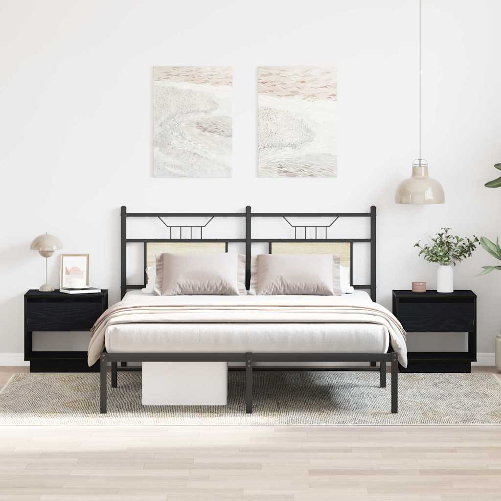 Nachtkastje 2 pcs Zwart Eiken 45 x 34 x 44 cm Bewerkt hout is nu te koop bij PeponiXL, paradijselijk wonen!