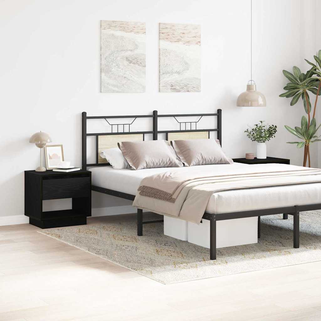 Nachtkastje 2 pcs Zwart Eiken 45 x 34 x 44 cm Bewerkt hout is nu te koop bij PeponiXL, paradijselijk wonen!
