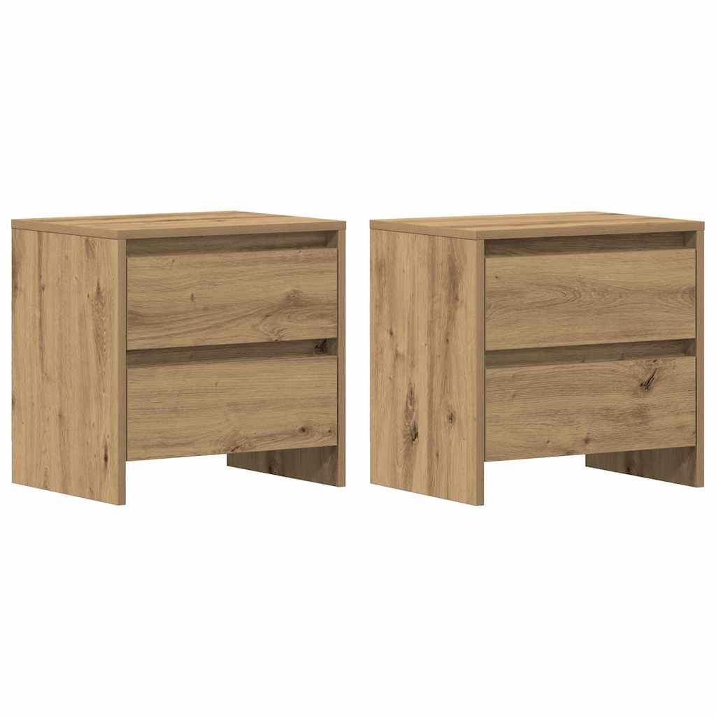 Nachtkastje 2 pcs Artisan Eiken 45 x 34 x 44,5 cm Bewerkt hout is nu te koop bij PeponiXL, paradijselijk wonen!
