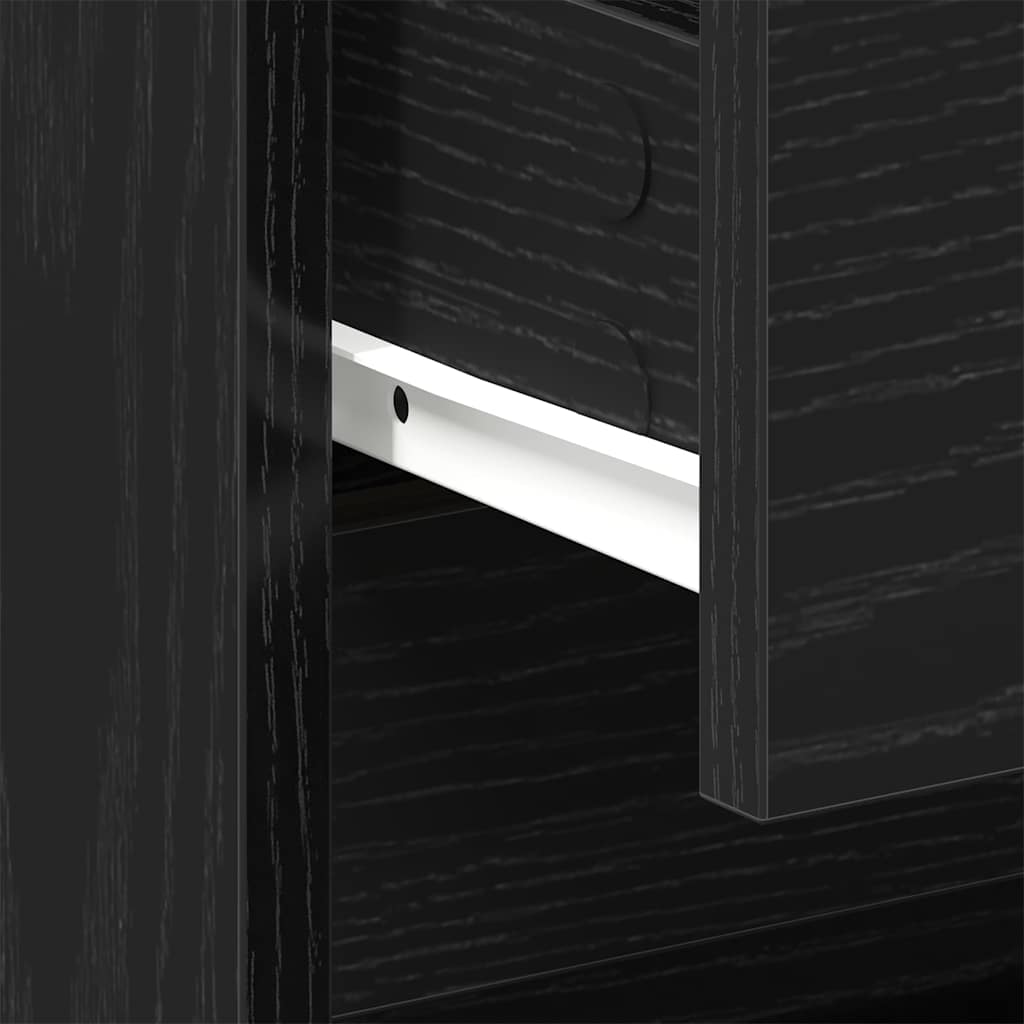 Nachtkastje met lade Zwart Eiken 45 x 34 x 44,5 cm Bewerkt hout is nu te koop bij PeponiXL, paradijselijk wonen!