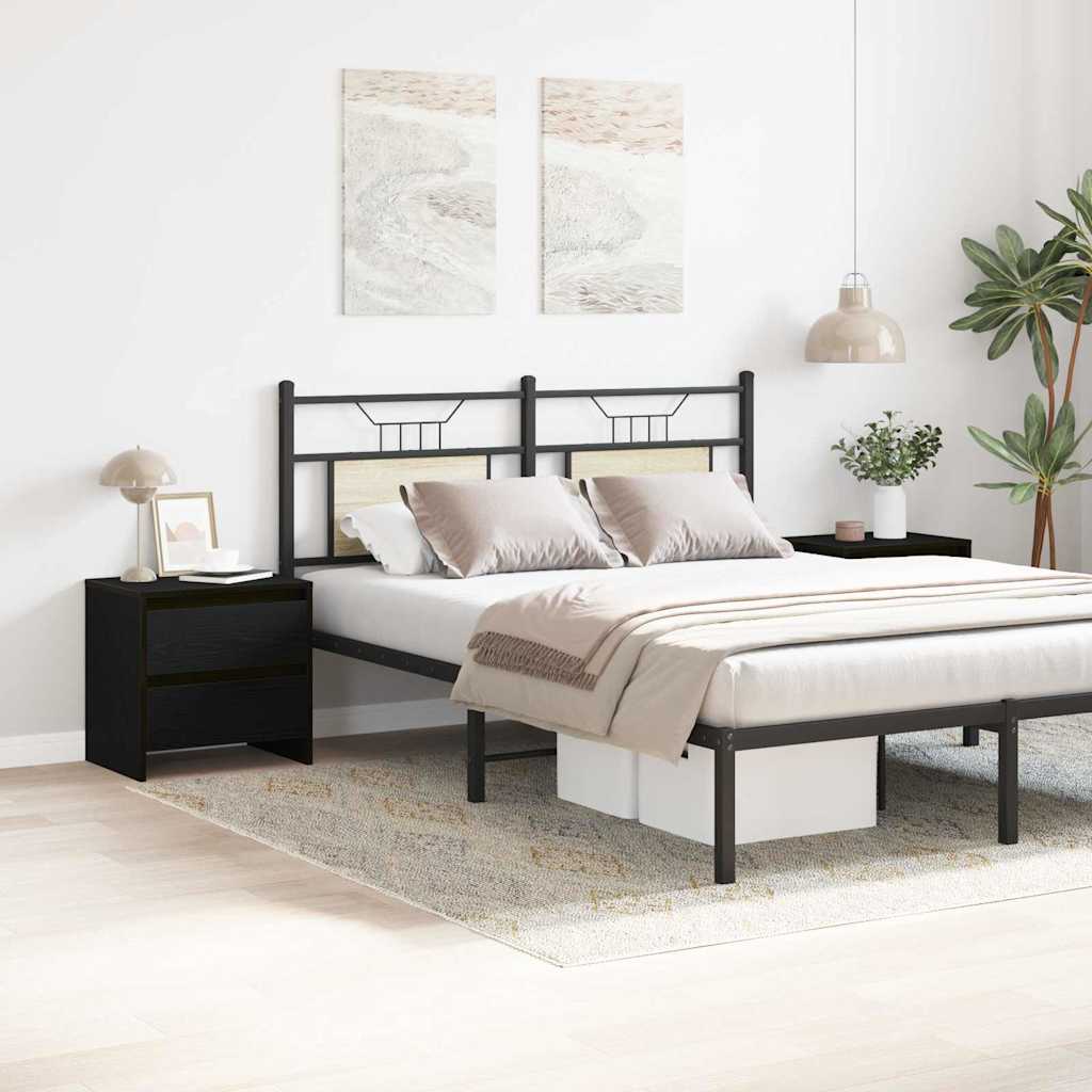 Nachtkastje 2 pcs Zwart Eiken 45 x 34 x 44,5 cm Bewerkt hout is nu te koop bij PeponiXL, paradijselijk wonen!