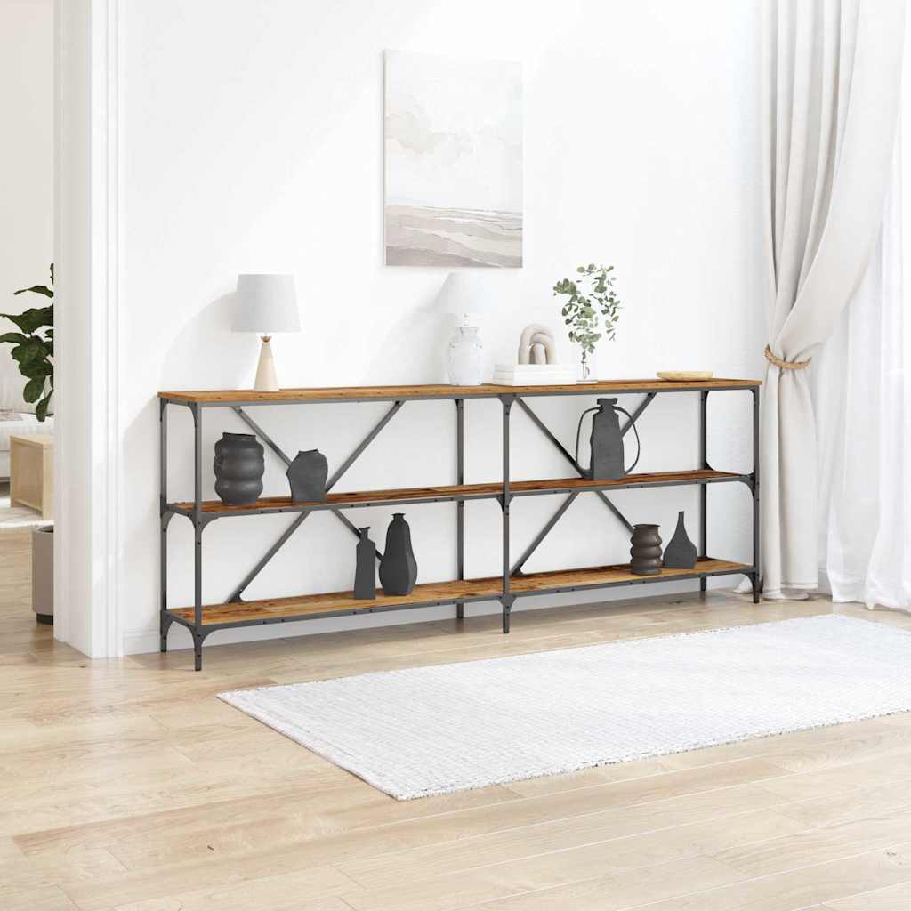 Wandtafel met plank Oudhout 200 x 30 x 75 cm Bewerkt hout is nu te koop bij PeponiXL, paradijselijk wonen!