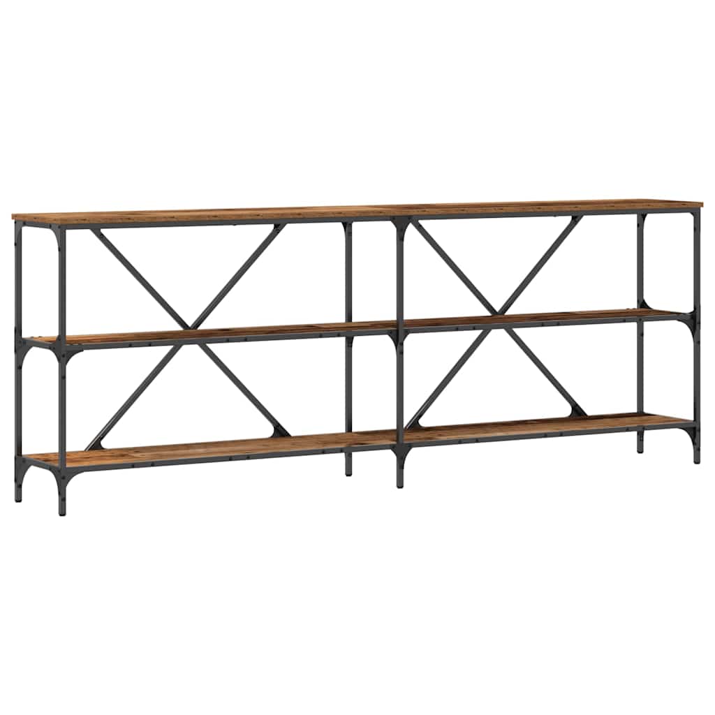 Wandtafel met plank Oudhout 200 x 30 x 75 cm Bewerkt hout is nu te koop bij PeponiXL, paradijselijk wonen!