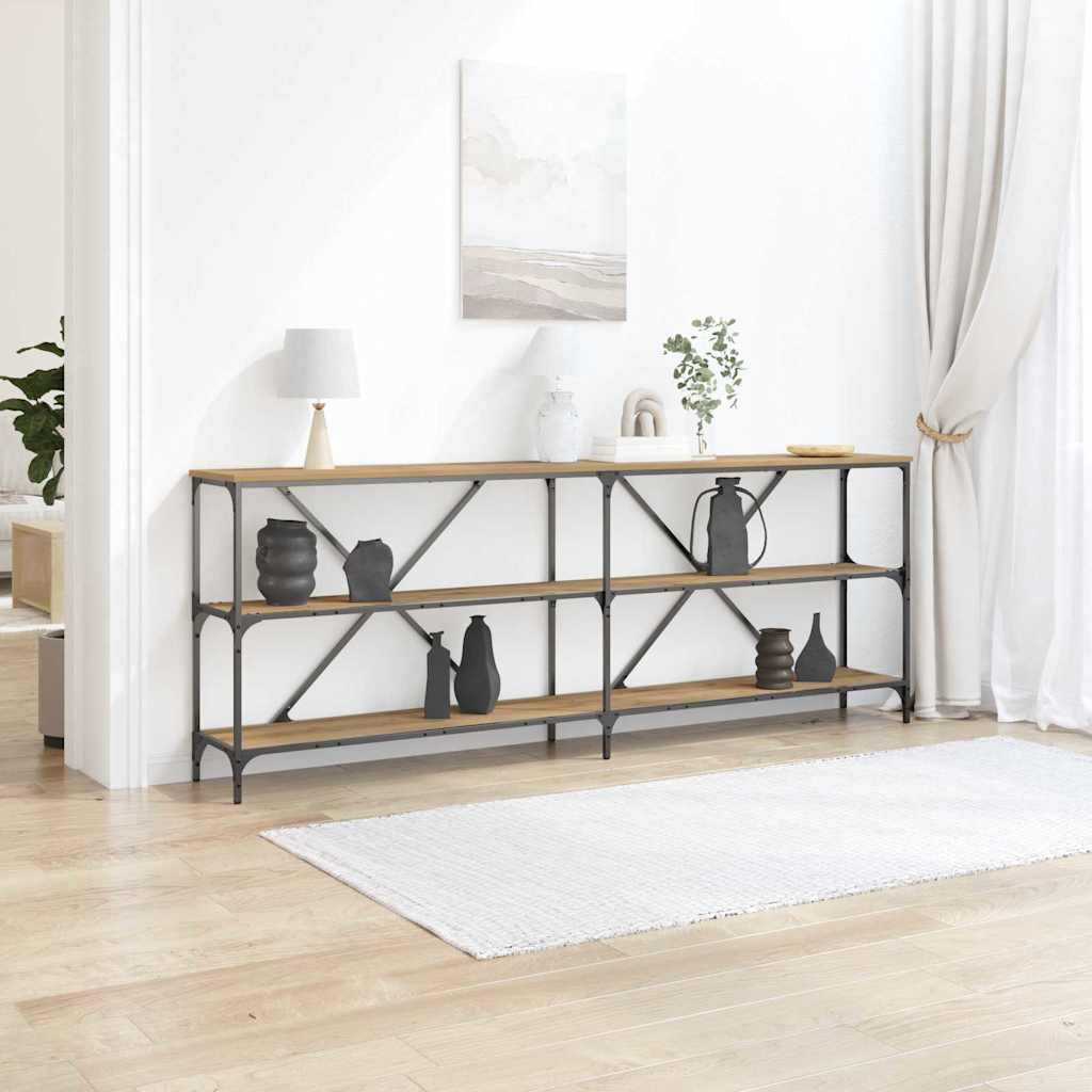 Wandtafel Ambachtelijk eiken 200 x 30 x 75 cm Bewerkt hout is nu te koop bij PeponiXL, paradijselijk wonen!