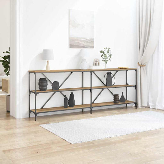 Wandtafel Ambachtelijk eiken 200 x 30 x 75 cm Bewerkt hout is nu te koop bij PeponiXL, paradijselijk wonen!