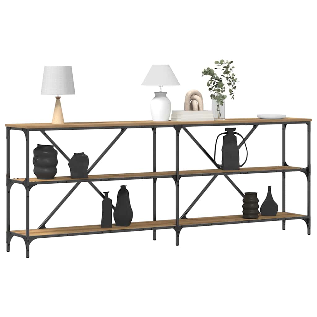 Wandtafel Ambachtelijk eiken 200 x 30 x 75 cm Bewerkt hout is nu te koop bij PeponiXL, paradijselijk wonen!