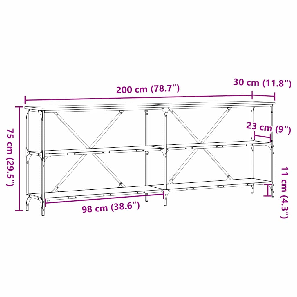 Wandtafel Ambachtelijk eiken 200 x 30 x 75 cm Bewerkt hout is nu te koop bij PeponiXL, paradijselijk wonen!