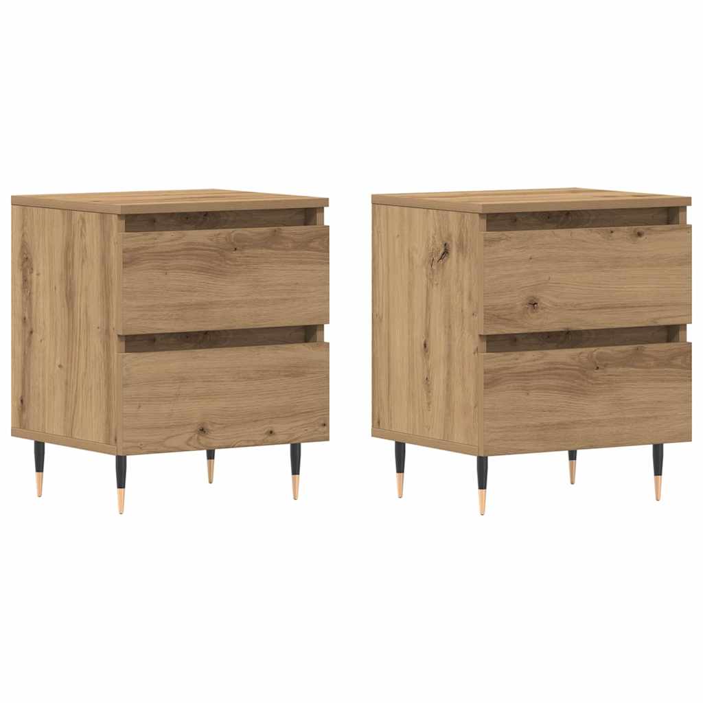 Nachtkastje 2 pcs Artisan Eiken 40 x 35 x 50 cm Bewerkt hout is nu te koop bij PeponiXL, paradijselijk wonen!