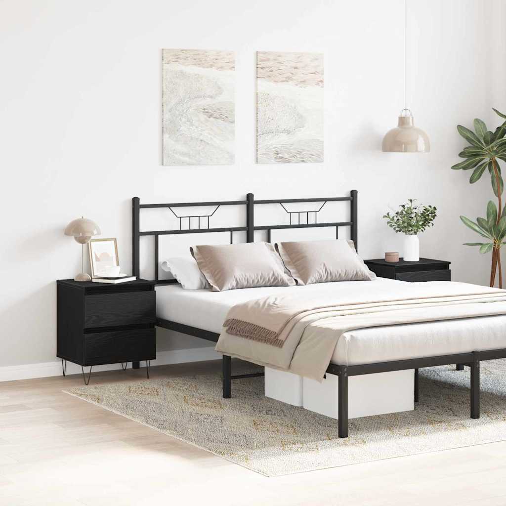 Nachtkastje 2 pcs Zwart eiken 40 x 35 x 50 cm Bewerkt hout is nu te koop bij PeponiXL, paradijselijk wonen!