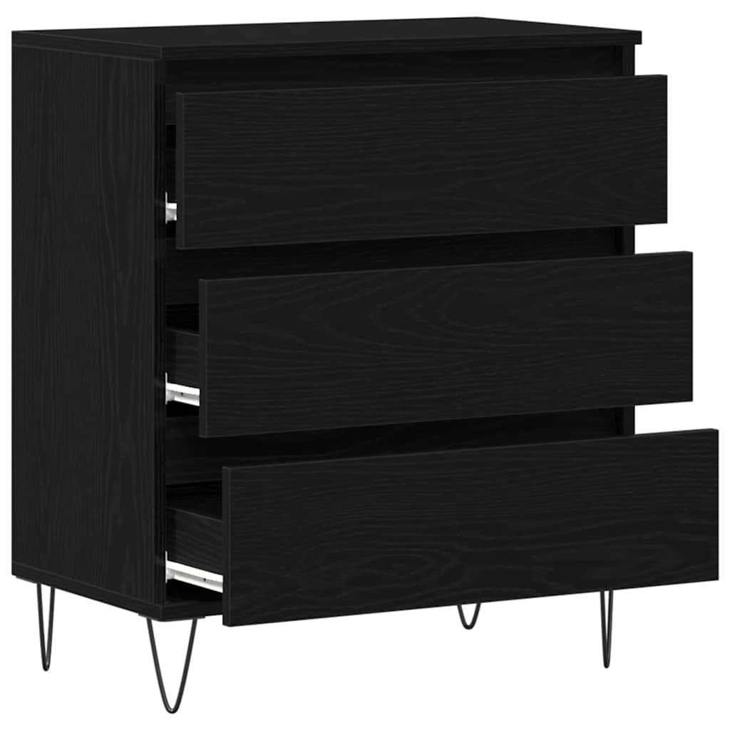 Dressoir met lade Zwart Eiken 60 x 35 x 70 cm Bewerkt hout is nu te koop bij PeponiXL, paradijselijk wonen!