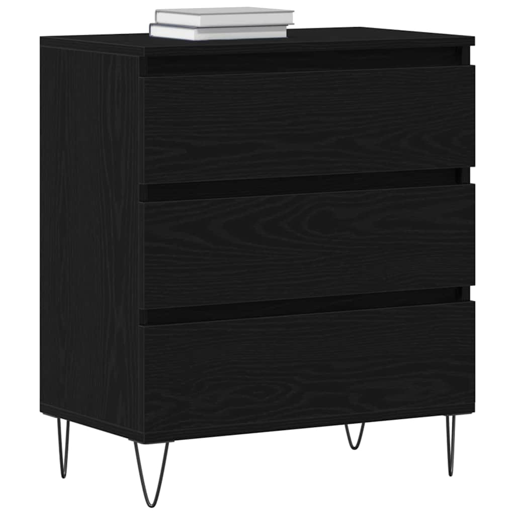 Dressoir met lade Zwart Eiken 60 x 35 x 70 cm Bewerkt hout is nu te koop bij PeponiXL, paradijselijk wonen!