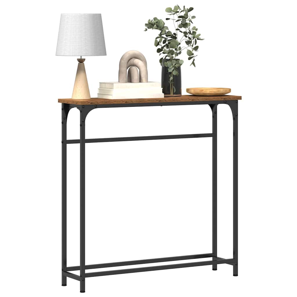 Wandtafel met plank Oudhout 75 x 19,5 x 75 cm Bewerkt hout is nu te koop bij PeponiXL, paradijselijk wonen!
