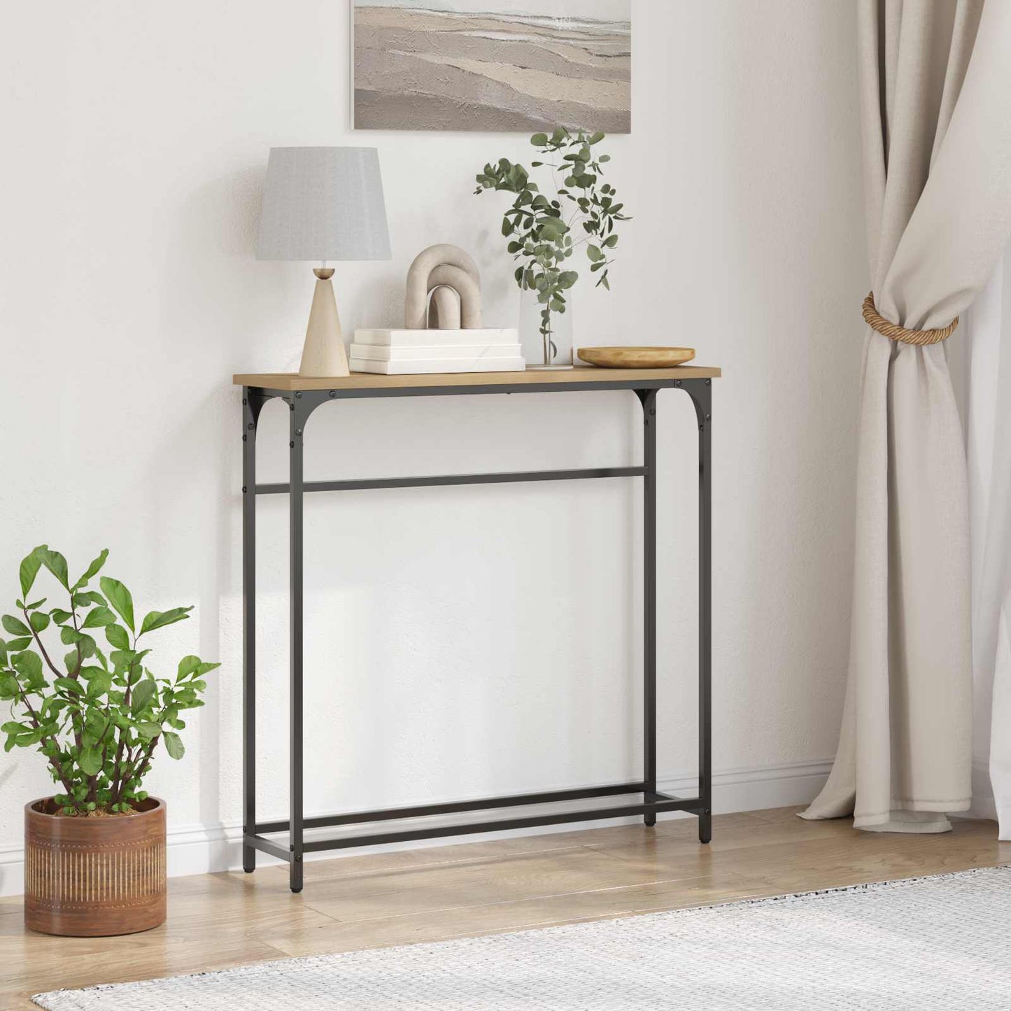 Wandtafel Artisan Eiken 75 x 19,5 x 75 cm Bewerkt hout is nu te koop bij PeponiXL, paradijselijk wonen!