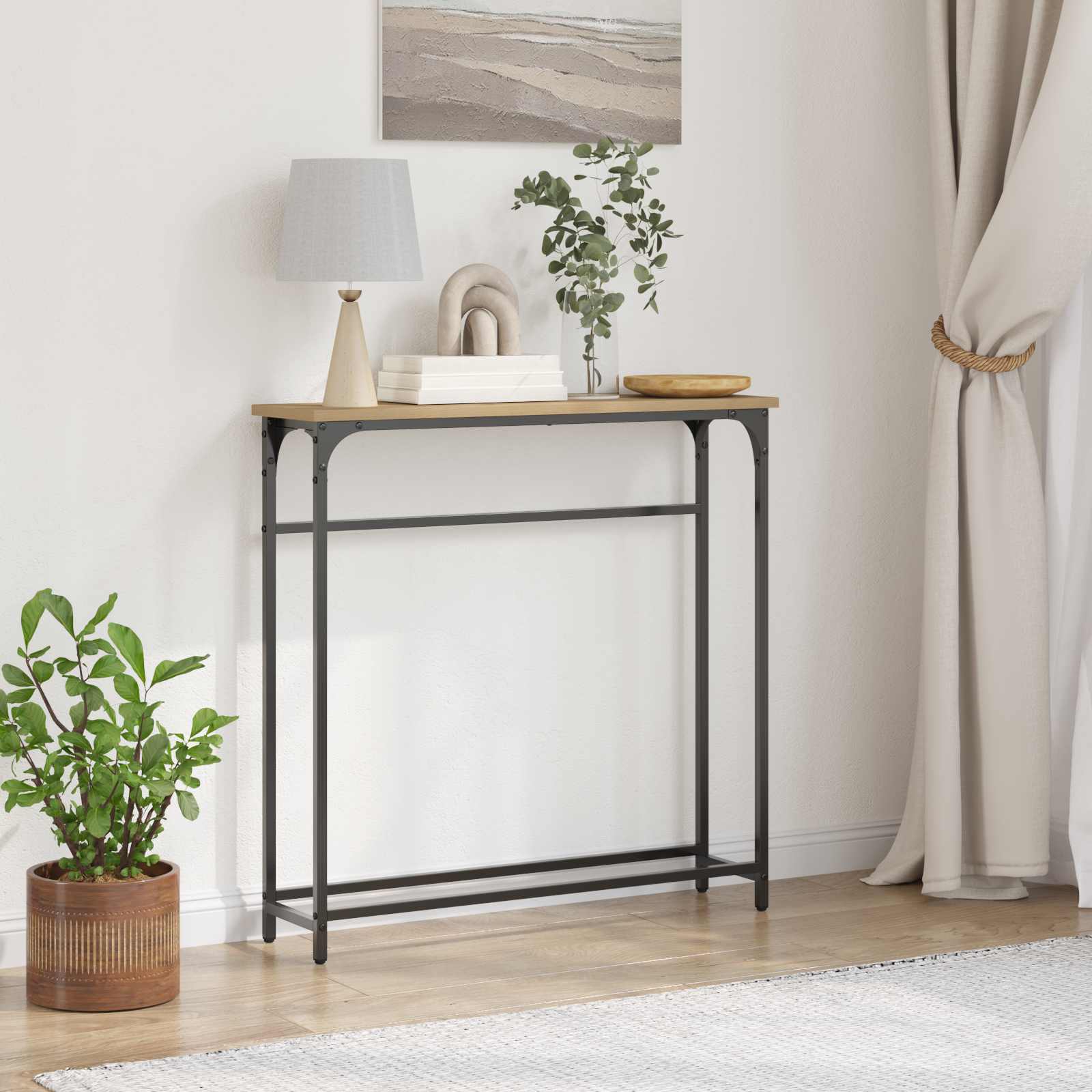 Wandtafel Artisan Eiken 75 x 19,5 x 75 cm Bewerkt hout is nu te koop bij PeponiXL, paradijselijk wonen!