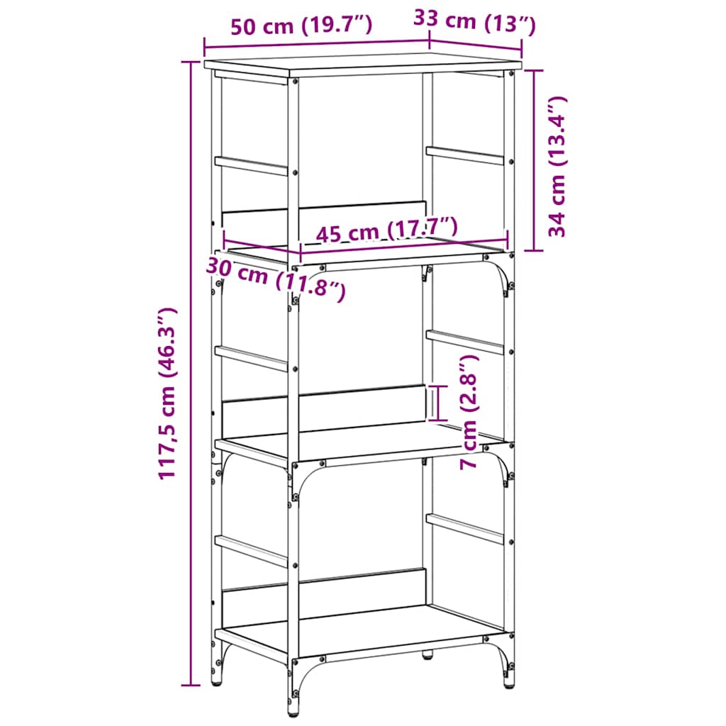 Boekenkast Zwart Eiken 50 x 33 x 117,5 cm Bewerkt hout is nu te koop bij PeponiXL, paradijselijk wonen!