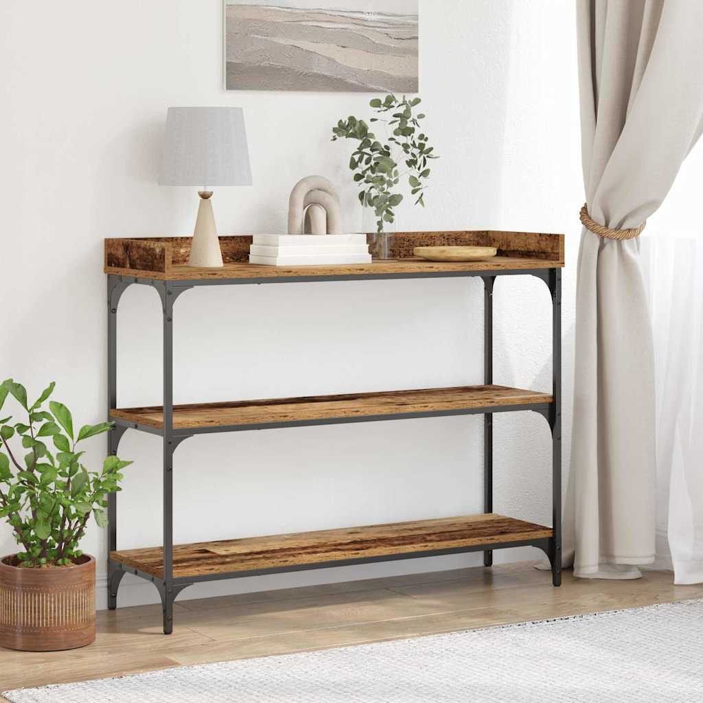 Console Tafel Oud hout 100 x 30 x 80 cm Gelaagd hout en metaal is nu te koop bij PeponiXL, paradijselijk wonen!