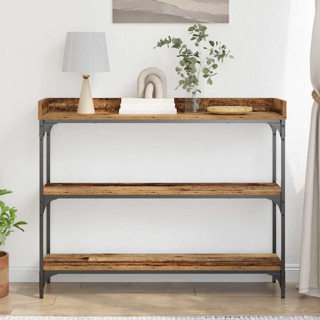 Console Tafel Oud hout 100 x 30 x 80 cm Gelaagd hout en metaal is nu te koop bij PeponiXL, paradijselijk wonen!