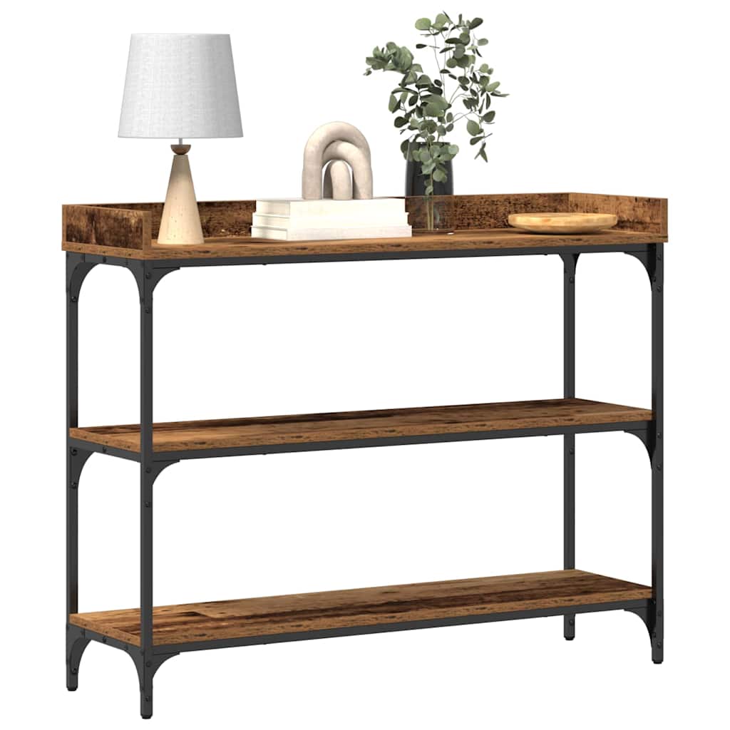 Console Tafel Oud hout 100 x 30 x 80 cm Gelaagd hout en metaal is nu te koop bij PeponiXL, paradijselijk wonen!