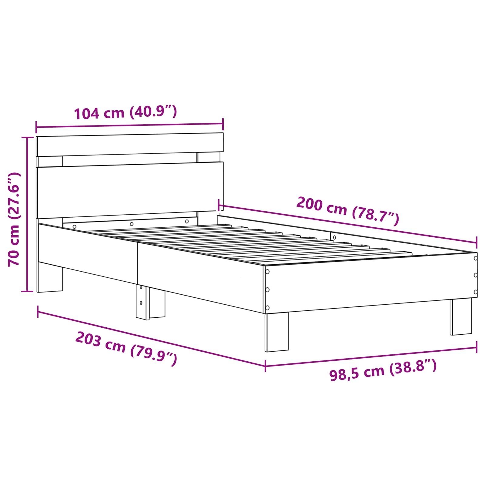 Bedframe met LED Oudhout 100 x 200 cm Bewerkt hout is nu te koop bij PeponiXL, paradijselijk wonen!