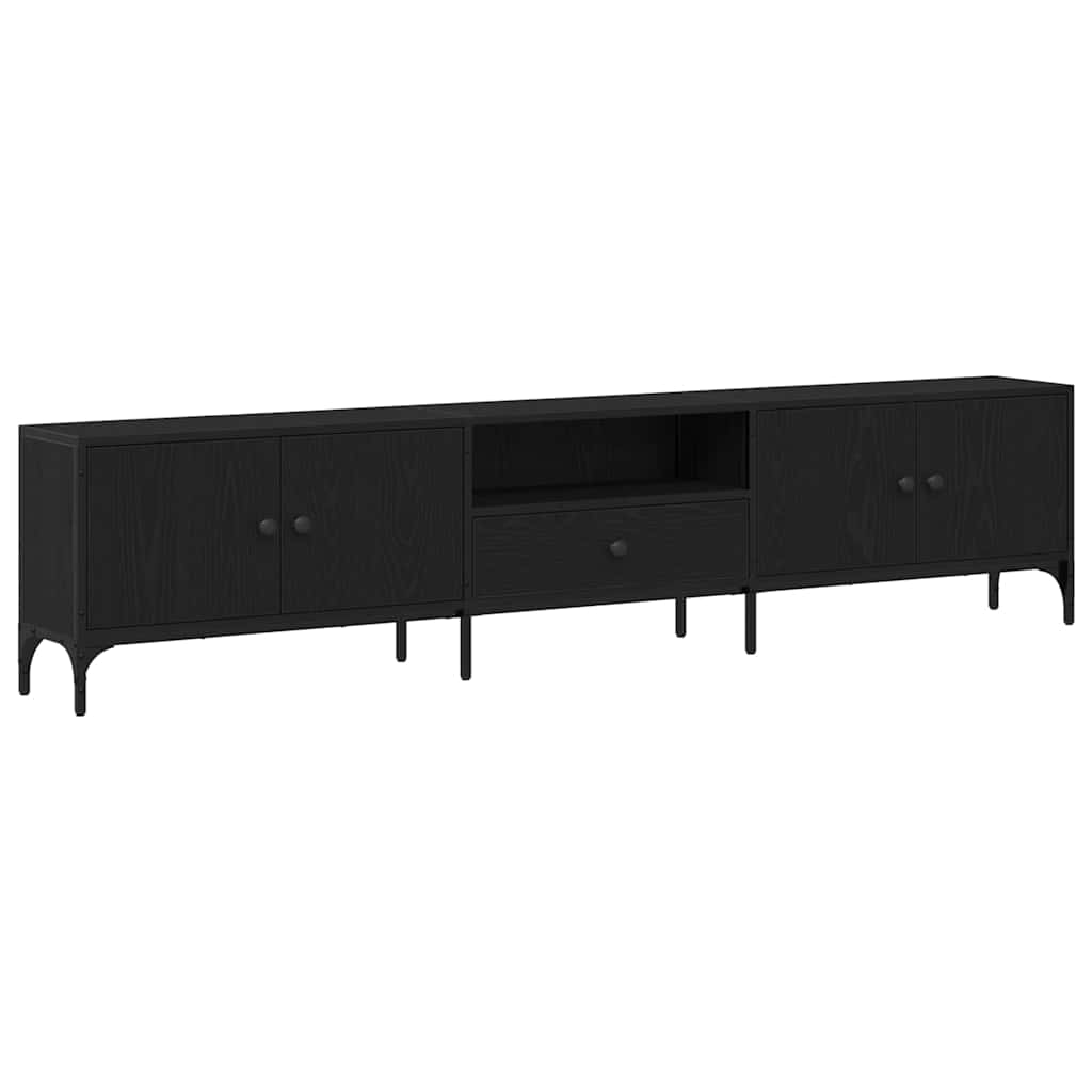 TV-kast met lade Zwart eiken 200 x 25 x 44 cm Bewerkt hout is nu te koop bij PeponiXL, paradijselijk wonen!