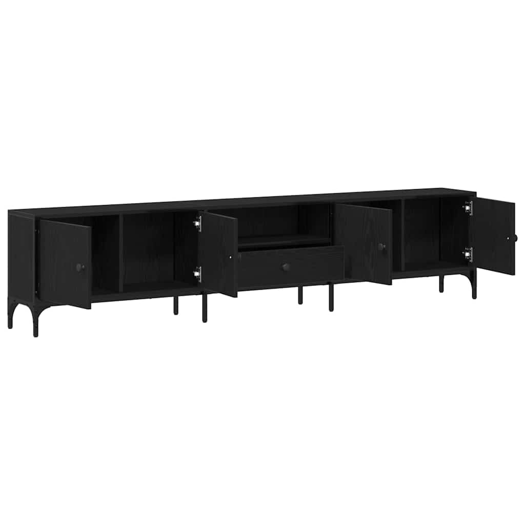 TV-kast met lade Zwart eiken 200 x 25 x 44 cm Bewerkt hout is nu te koop bij PeponiXL, paradijselijk wonen!