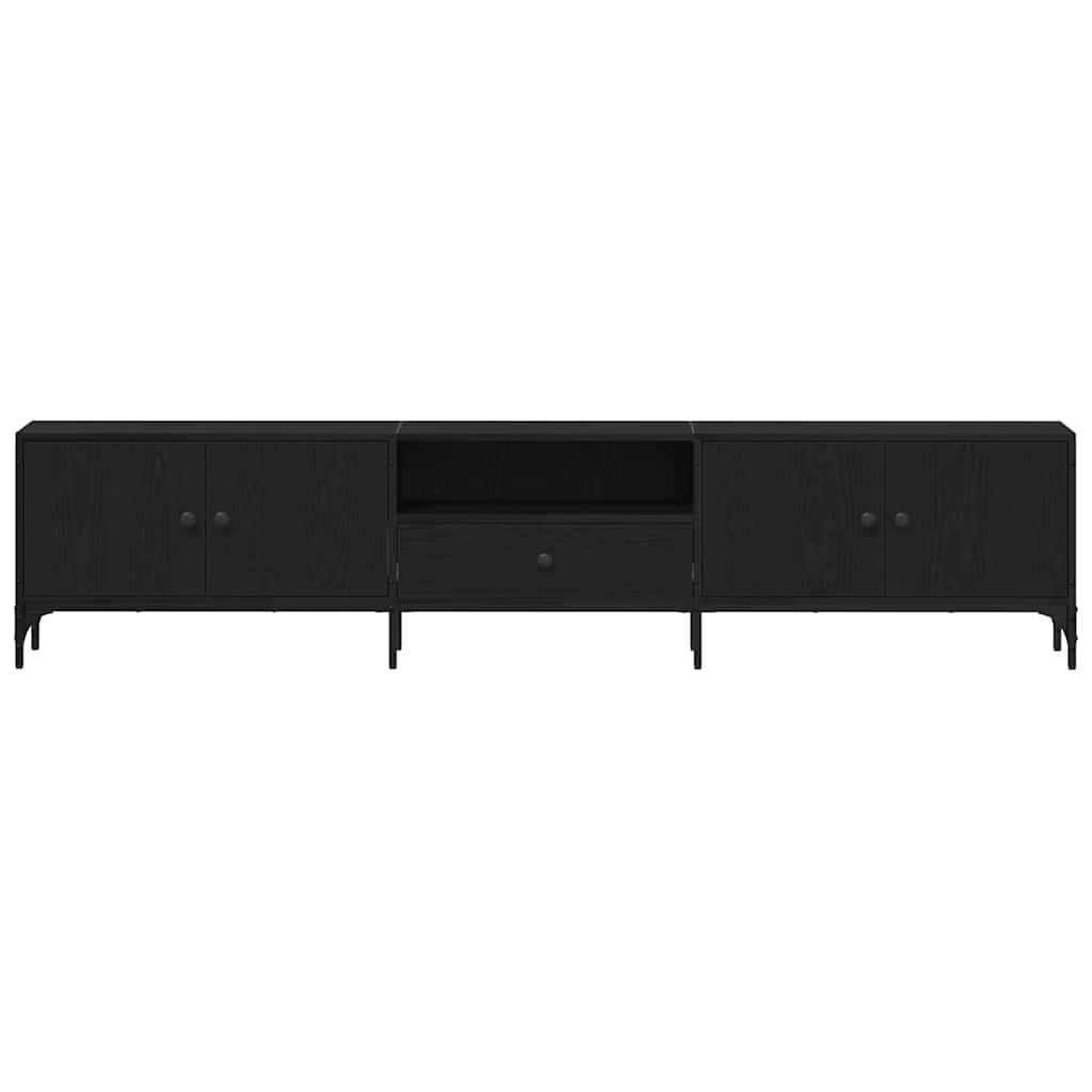 TV-kast met lade Zwart eiken 200 x 25 x 44 cm Bewerkt hout is nu te koop bij PeponiXL, paradijselijk wonen!