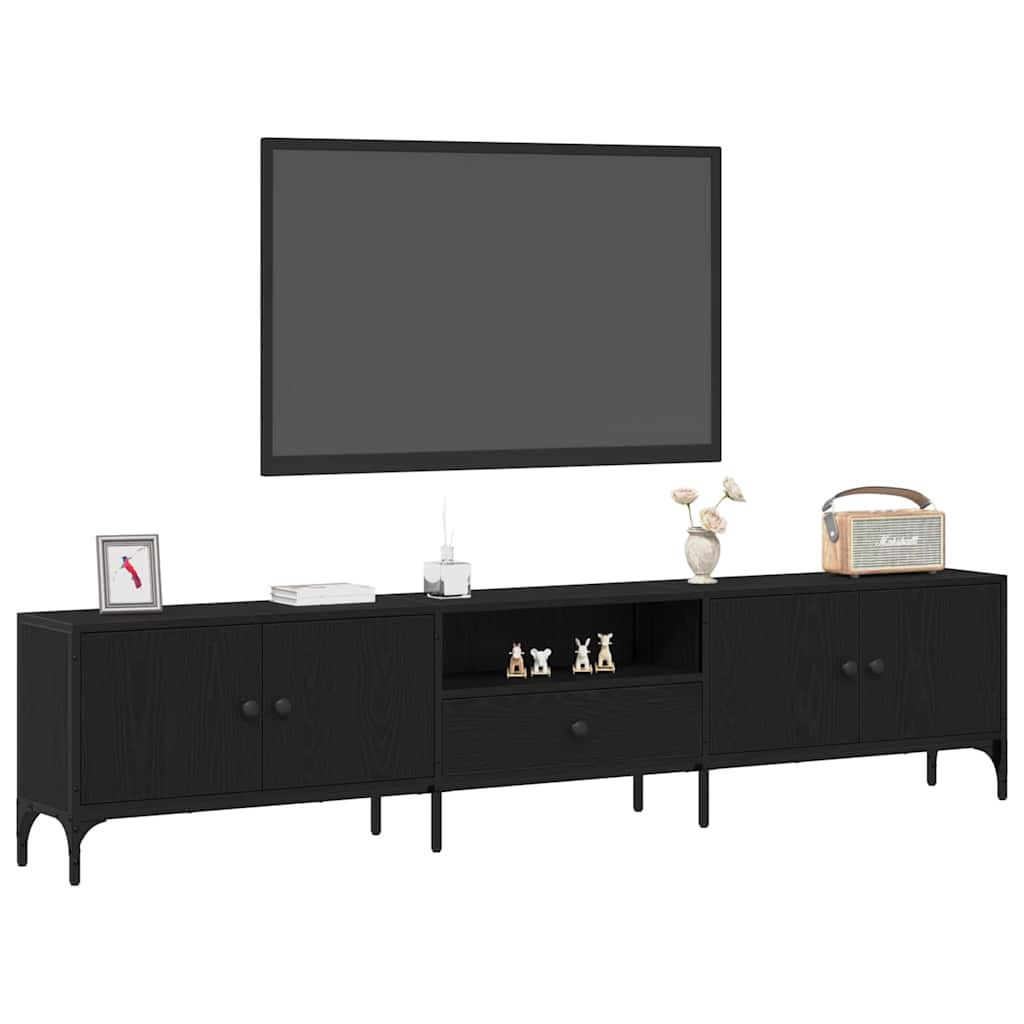 TV-kast met lade Zwart eiken 200 x 25 x 44 cm Bewerkt hout is nu te koop bij PeponiXL, paradijselijk wonen!
