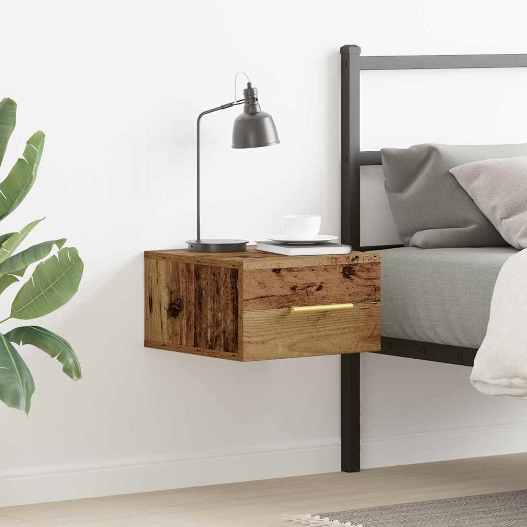 Nachtkastje Wandgemonteerd Oudhout 35 x 35 x 20 cm Bewerkt hout is nu te koop bij PeponiXL, paradijselijk wonen!