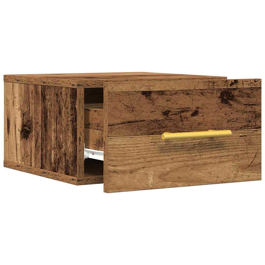 Nachtkastje Wandgemonteerd Oudhout 35 x 35 x 20 cm Bewerkt hout is nu te koop bij PeponiXL, paradijselijk wonen!
