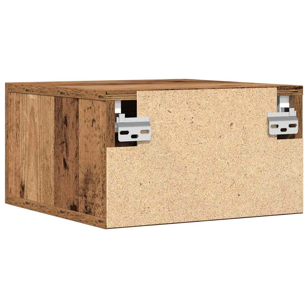 Nachtkastje Wandgemonteerd Oudhout 35 x 35 x 20 cm Bewerkt hout is nu te koop bij PeponiXL, paradijselijk wonen!
