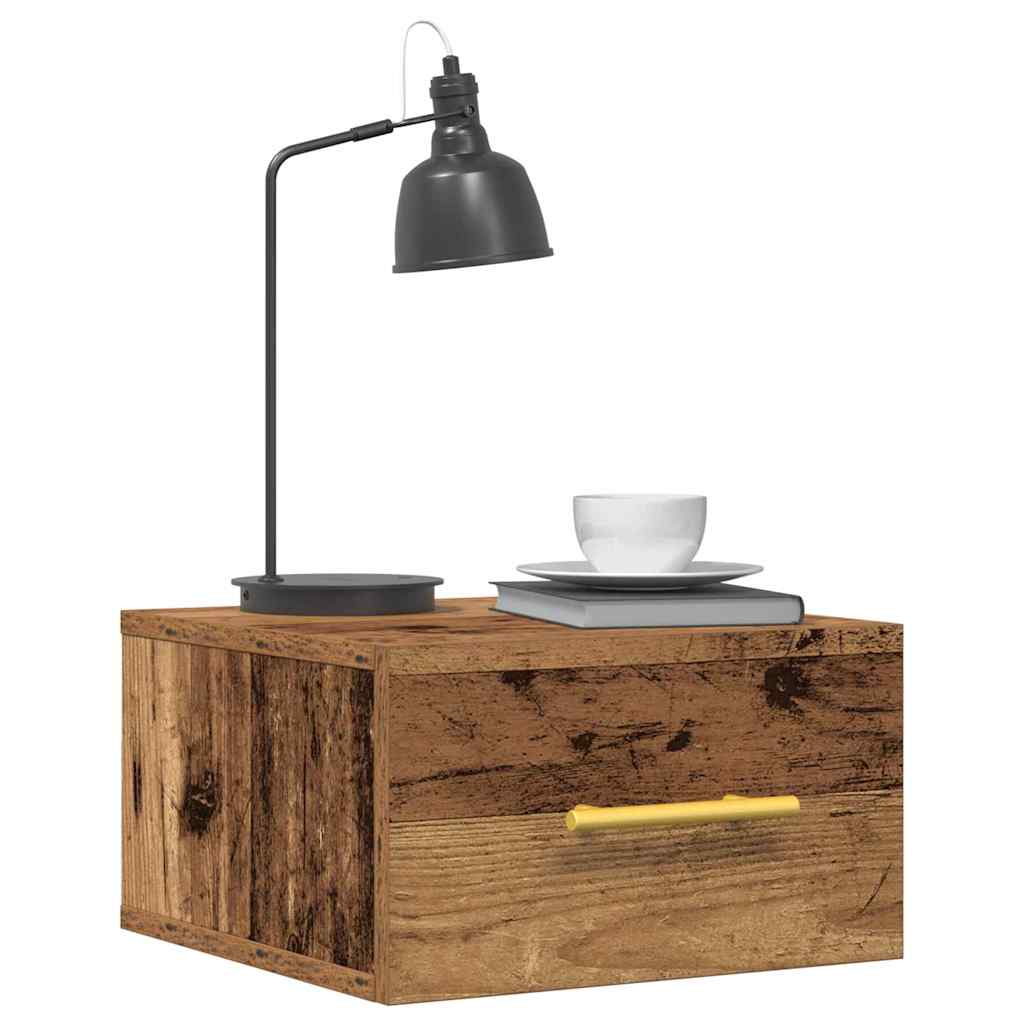 Nachtkastje Wandgemonteerd Oudhout 35 x 35 x 20 cm Bewerkt hout is nu te koop bij PeponiXL, paradijselijk wonen!