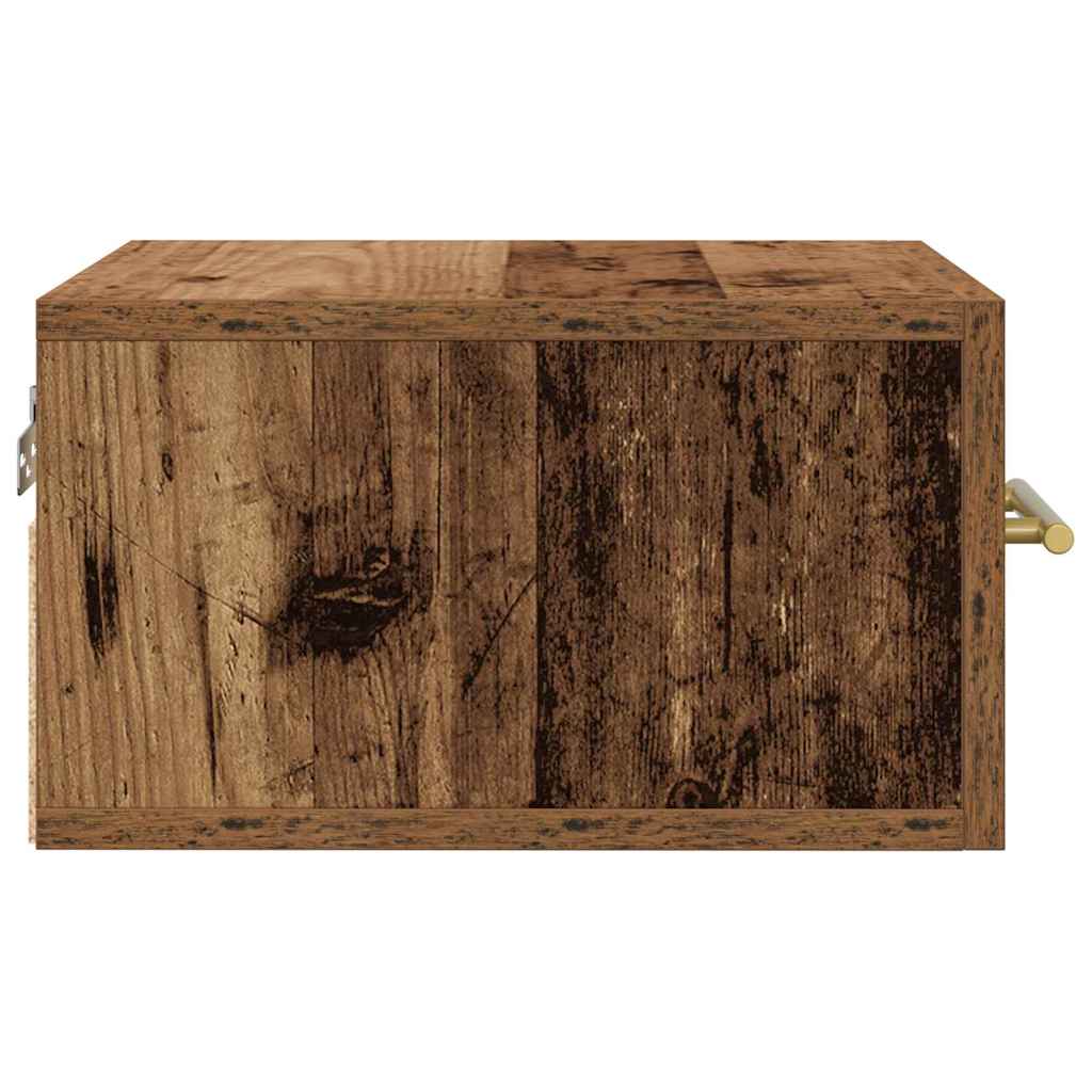 Nachtkastje Wandgemonteerd Oudhout 35 x 35 x 20 cm Bewerkt hout is nu te koop bij PeponiXL, paradijselijk wonen!