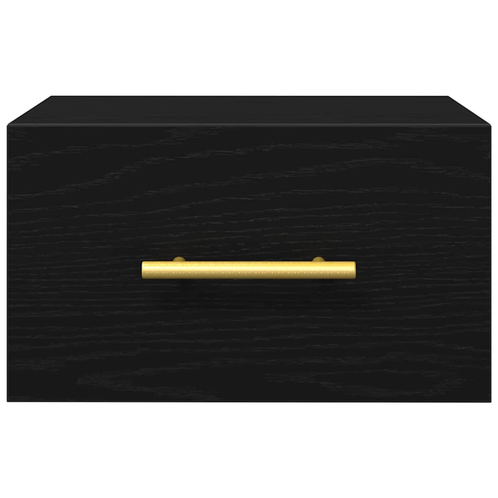 Nachtkastje Zwart Eiken 35 x 35 x 20 cm Bewerkt hout is nu te koop bij PeponiXL, paradijselijk wonen!