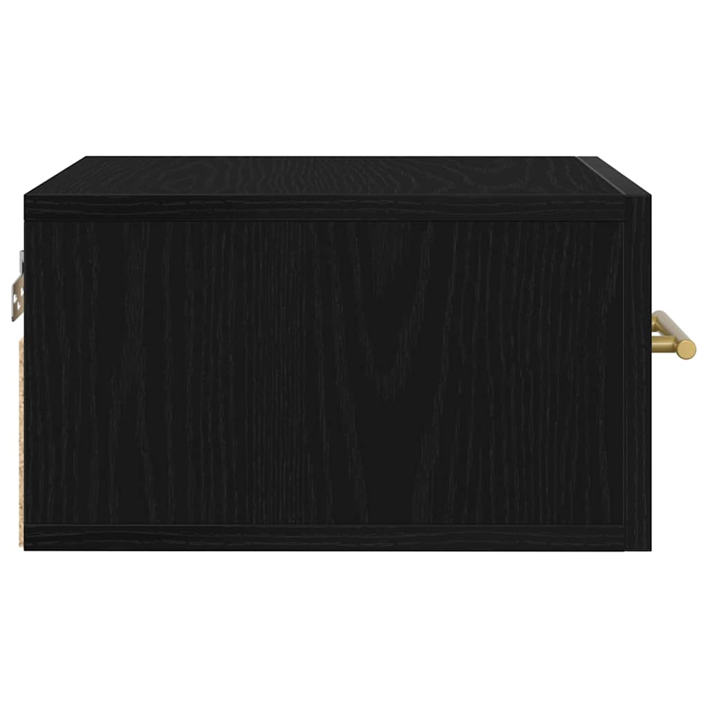 Nachtkastje Zwart Eiken 35 x 35 x 20 cm Bewerkt hout is nu te koop bij PeponiXL, paradijselijk wonen!