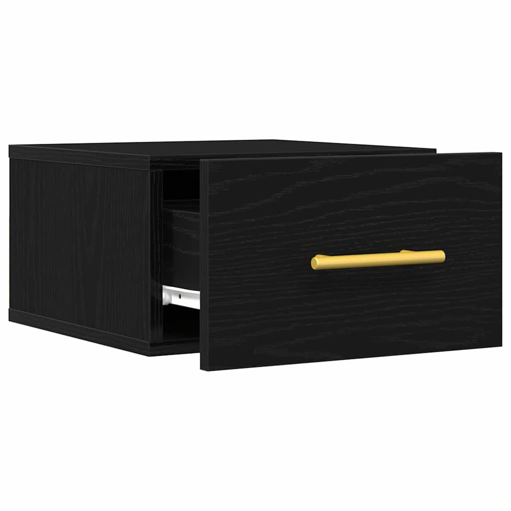 Nachtkastje 2 pcs Zwart Eiken 35 x 35 x 20 cm Bewerkt hout is nu te koop bij PeponiXL, paradijselijk wonen!