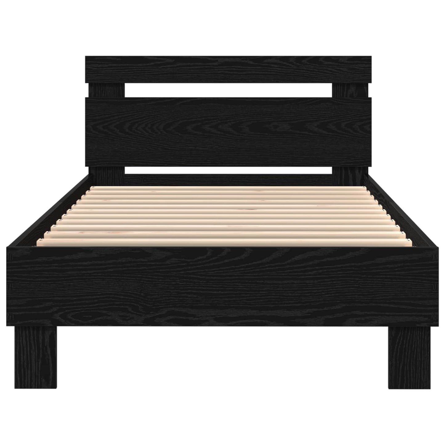 Bedframe met LED Zwart Eiken 90 x 200 cm Bewerkt hout is nu te koop bij PeponiXL, paradijselijk wonen!