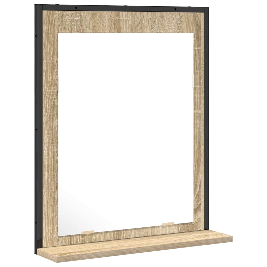 Badkamer Spiegel Zwart 50 x 12 x 60 cm Glas en Engineered Hout is nu te koop bij PeponiXL, paradijselijk wonen!