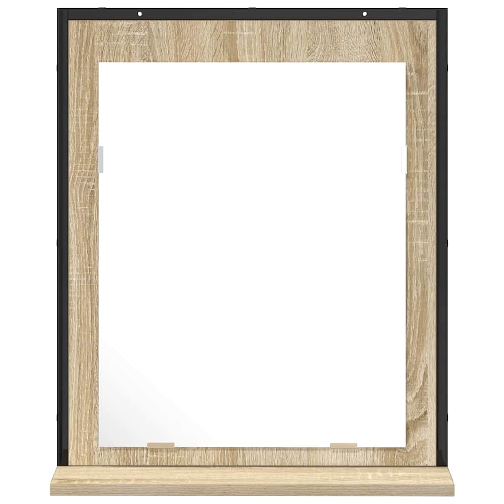 Badkamer Spiegel Zwart 50 x 12 x 60 cm Glas en Engineered Hout is nu te koop bij PeponiXL, paradijselijk wonen!