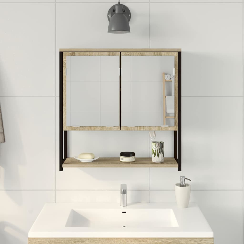 Badkamer Spiegel Beige 60 x 16 x 60 cm Glas en Engineered Hout is nu te koop bij PeponiXL, paradijselijk wonen!