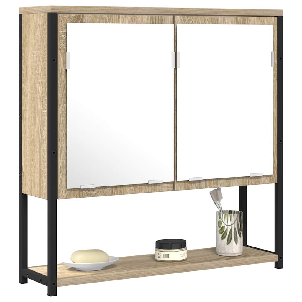 Badkamer Spiegel Beige 60 x 16 x 60 cm Glas en Engineered Hout is nu te koop bij PeponiXL, paradijselijk wonen!