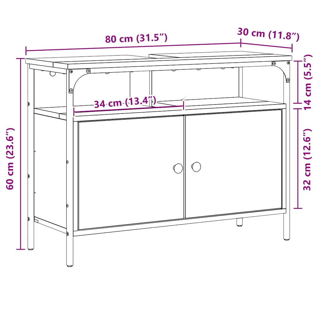 Badkamertenk te kast Bruin 80 x 30 x 60 cm Bewerkt hout is nu te koop bij PeponiXL, paradijselijk wonen!