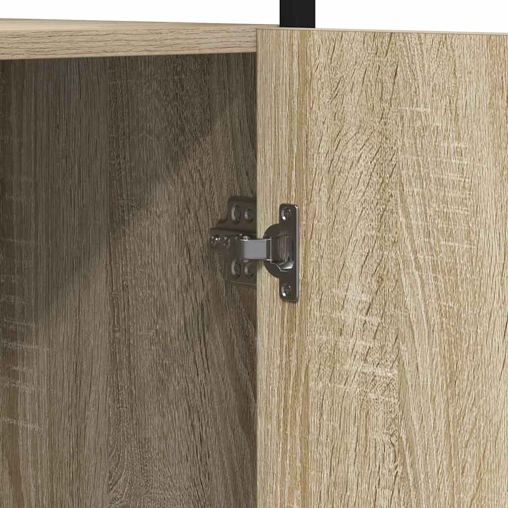 Badkamerkast met plank Sonoma 33 x 33 x 185,5 cm Bewerkt hout is nu te koop bij PeponiXL, paradijselijk wonen!